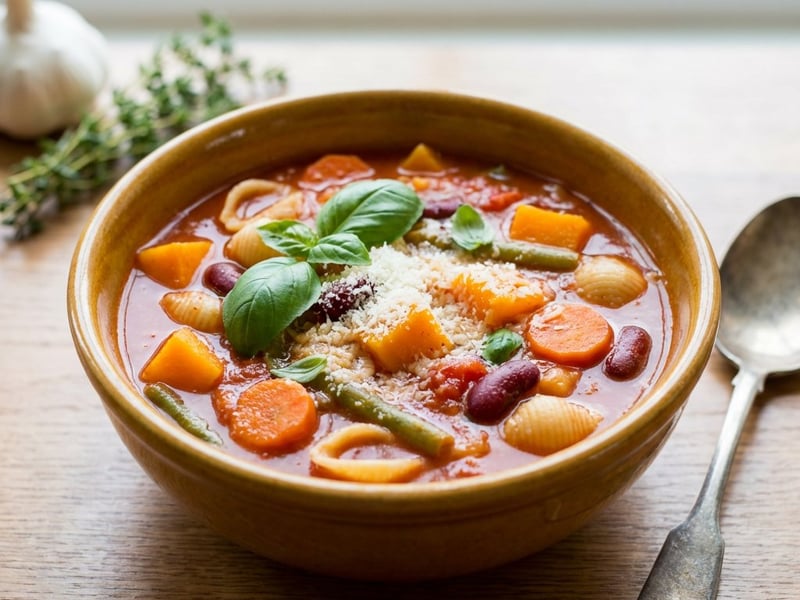 Minestrone Soup with Vegetables and Pumpkin