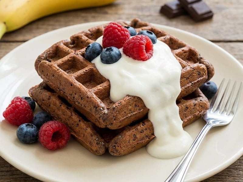 Chocolate and Banana Waffles with Chia