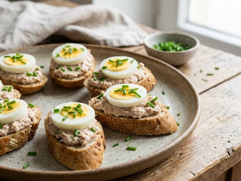 Canapés cu pastă de ton și ou