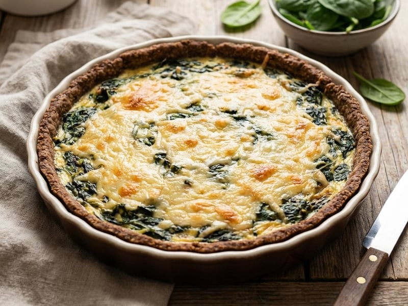 Spinach Quiche with Rye Crust