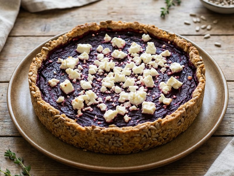 Quiche cu sfeclă roșie și brânză telemea
