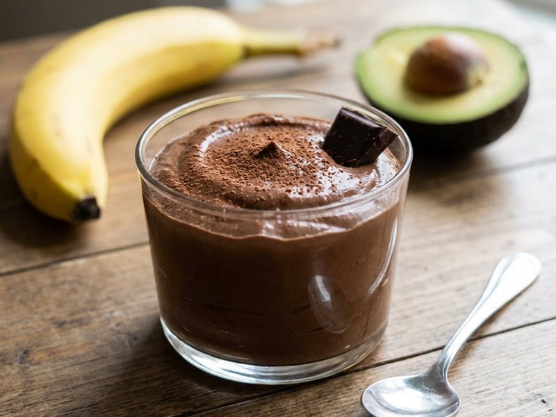 Chocolate Mousse with Banana and Avocado