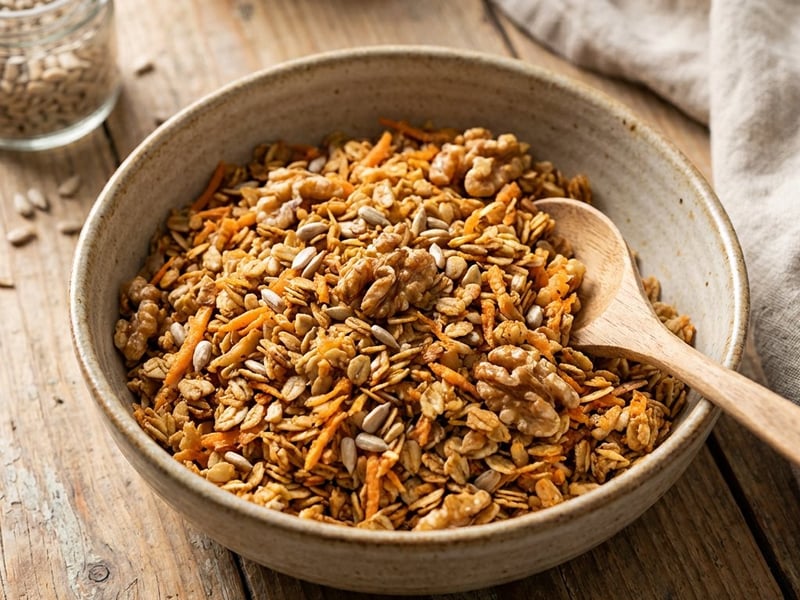 Granola sărată cu morcovi și semințe