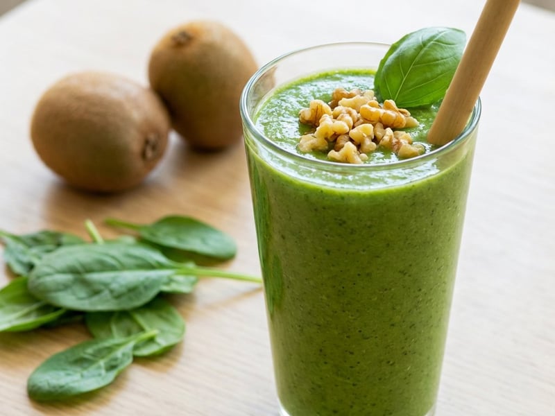 Smoothie verde cu kiwi și spanac | Bombă de vitamine