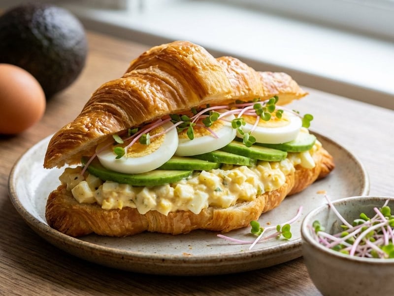 Croissant with Egg and Avocado Salad