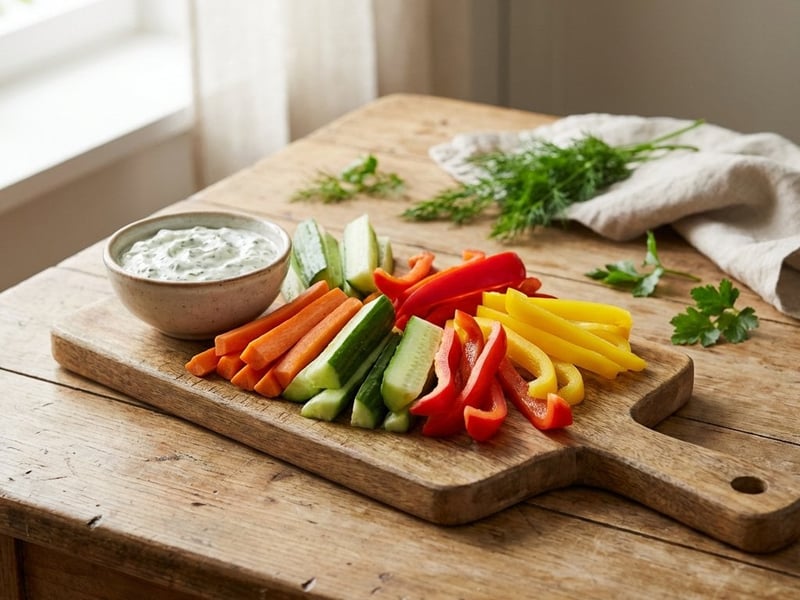 Vegetable Sticks with Cheese and Green Onion Dip
