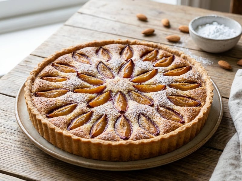 Tartă cu frangipane cu piper și prune