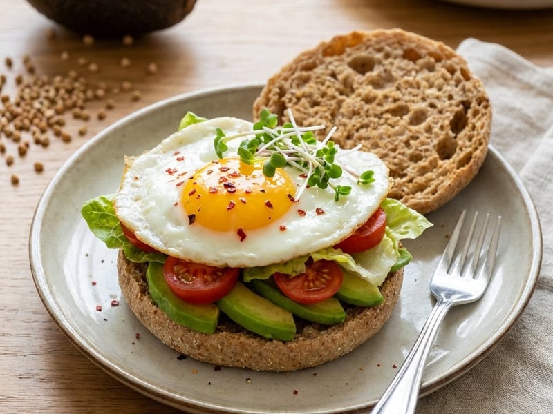 Brioșe englezești cu avocado și ou ochi