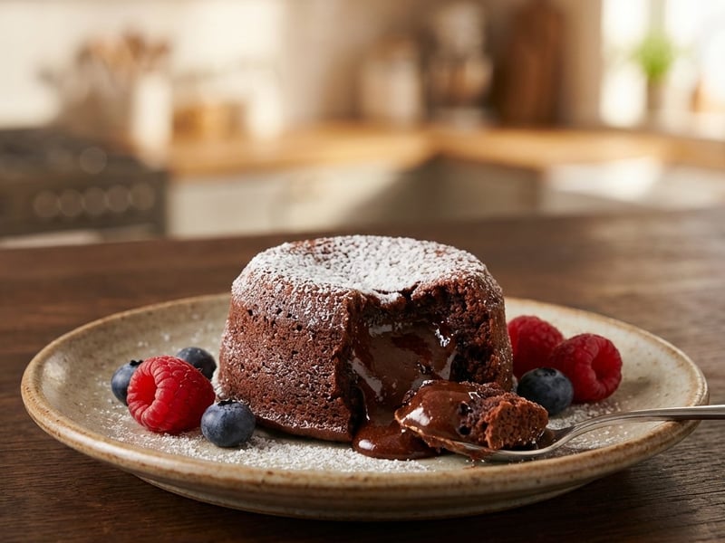 Desert lava cake cu ciocolată (Vegan)