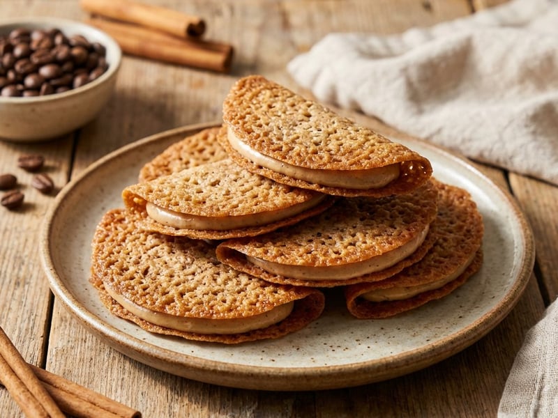 Biscuiți dantelați cu scorțișoară și cremă de cafea