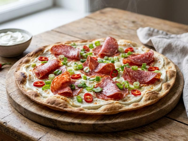 Flammkuchen cu salam