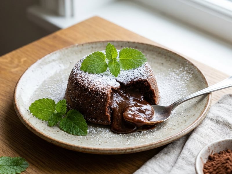 Chocolate Fondant with Lemon Balm
