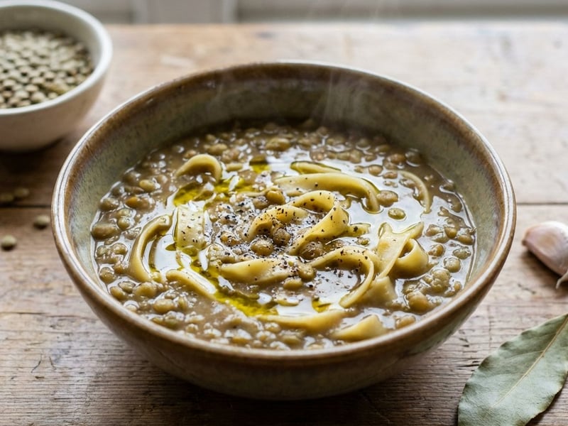 Lentil Soup with Tagliatelle Noodles