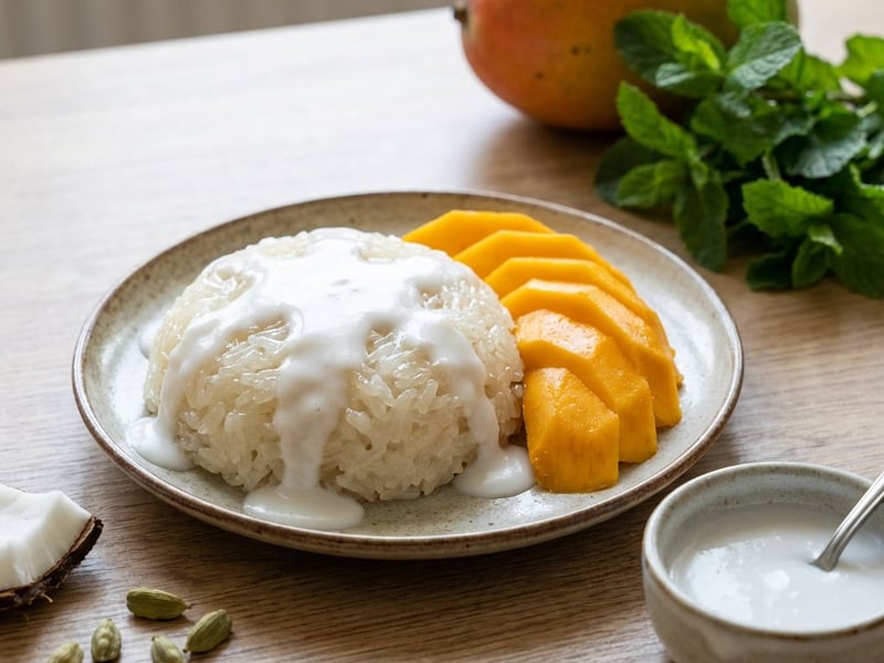 Mango Sticky Rice (Orez lipicios cu mango)