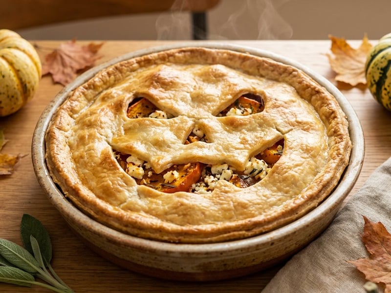 Plăcintă de Halloween cu dovleac și feta