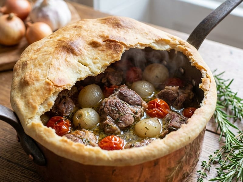 Miel la ceaun de cupru cu crustă de pâine
