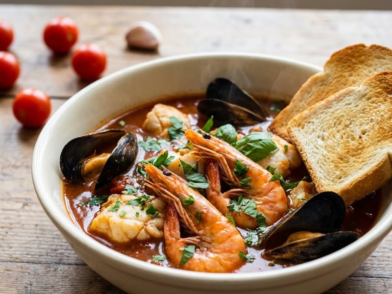 Supă de pește cu fructe de mare în stil Taranto