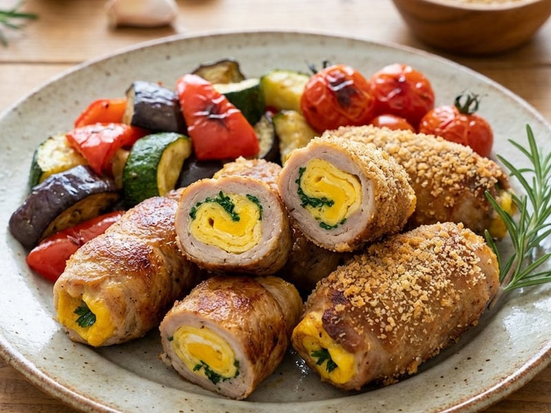 Rulouri de carne cu legume la tigaie