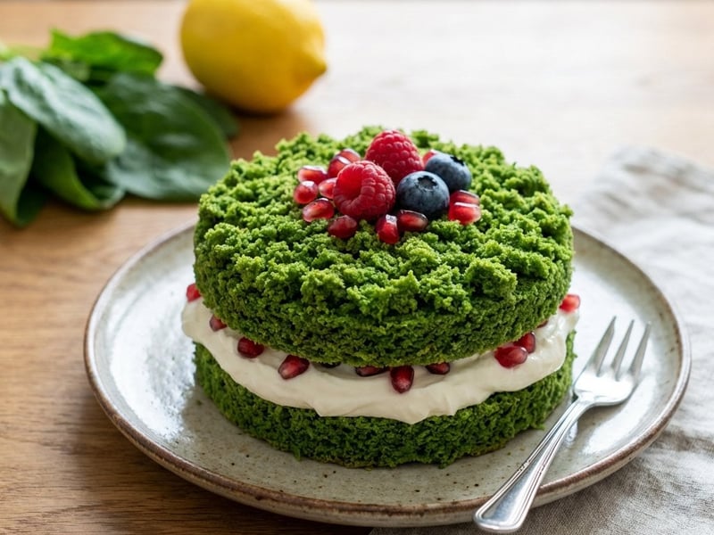 "Forest Moss" Cake with spinach and mascarpone