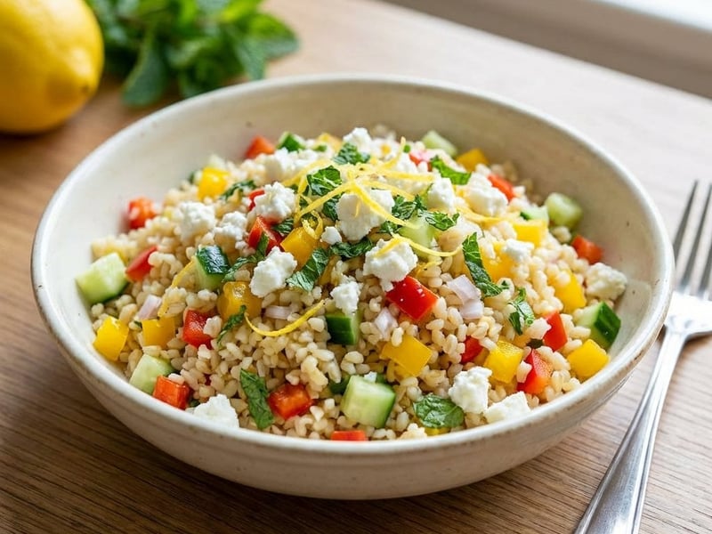 Salată de bulgur cu brânză feta și mentă