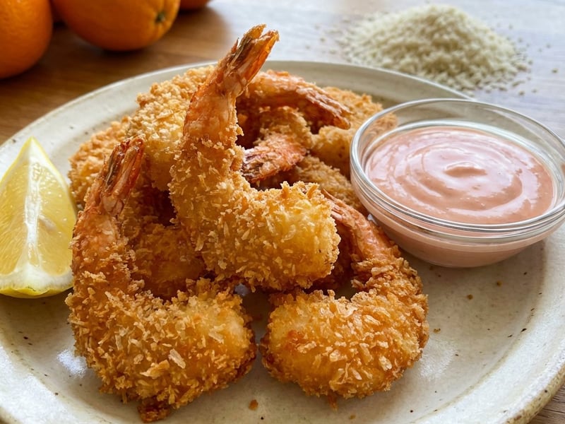 Creveți în pesmet panko cu sos cocktail de casă