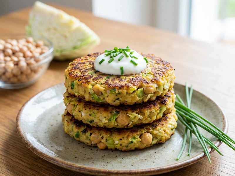 Vegetarian Vegetable Schnitzel with Chickpeas and Cabbage