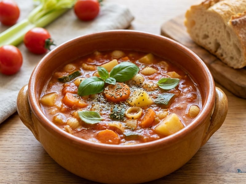 Supă Minestrone cu paste scoici