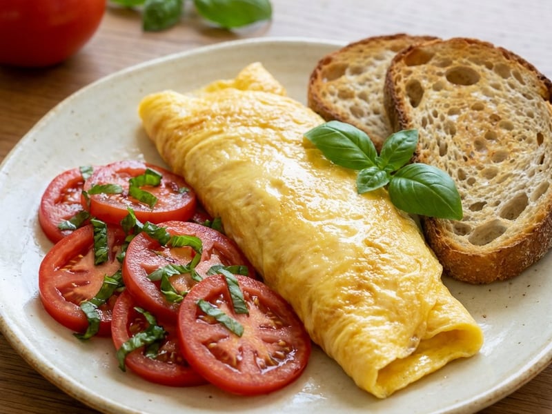 Tomato and basil omelette