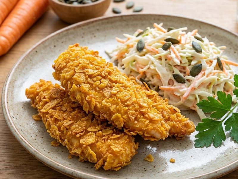 Nuggets de pui la cuptor cu salată Coleslaw