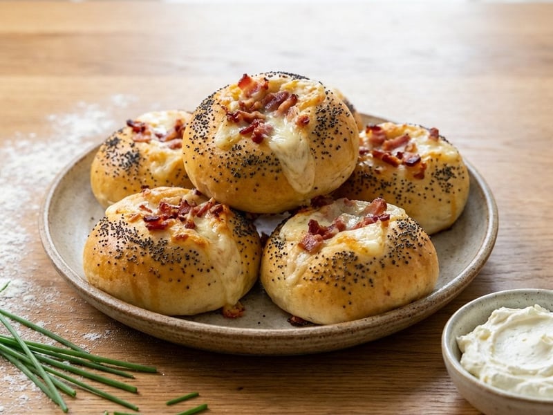 Savory Buns with Bacon and Mozzarella