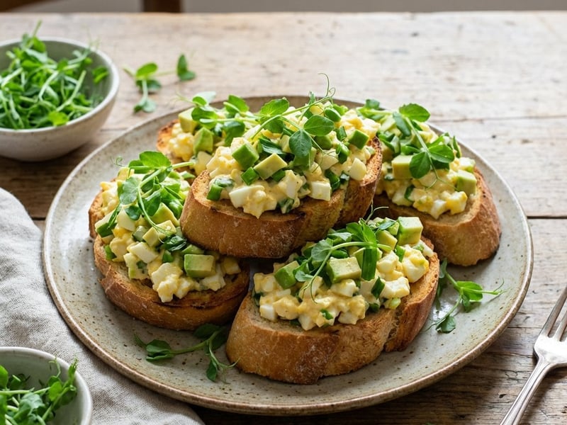 Egg salad with avocado and wild garlic