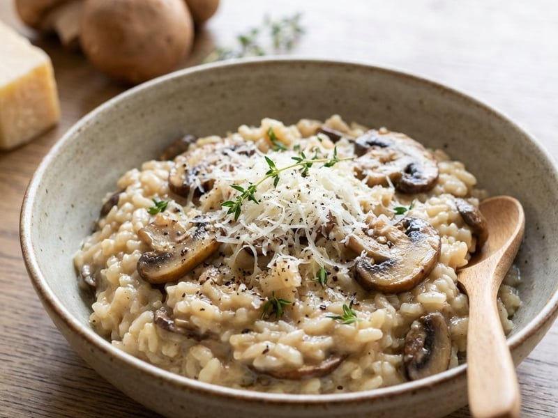 Risotto cremos cu ciuperci și parmezan
