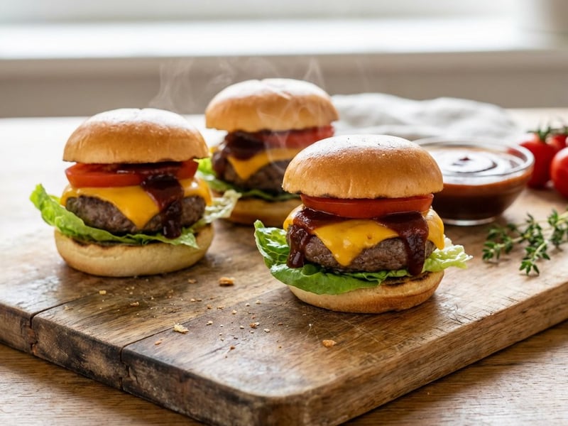 Mini cheeseburger suculent cu sos BBQ