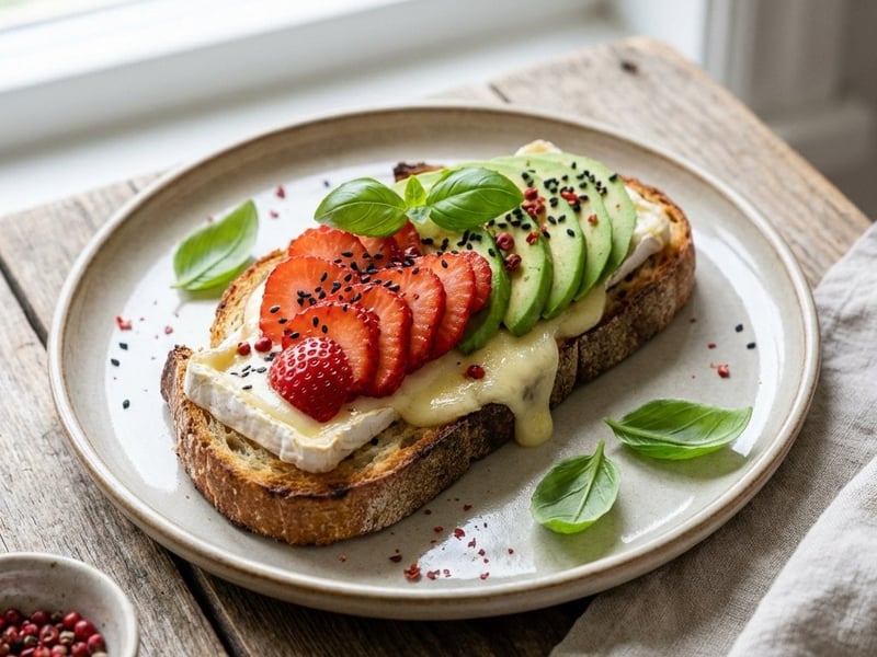 Toast cu camembert și căpșuni
