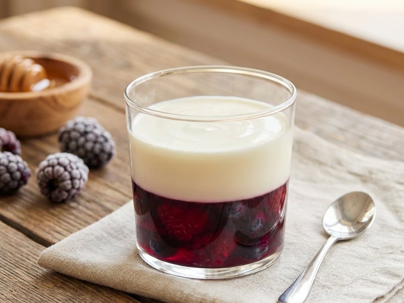 Panna cotta cu iaurt și fructe de pădure