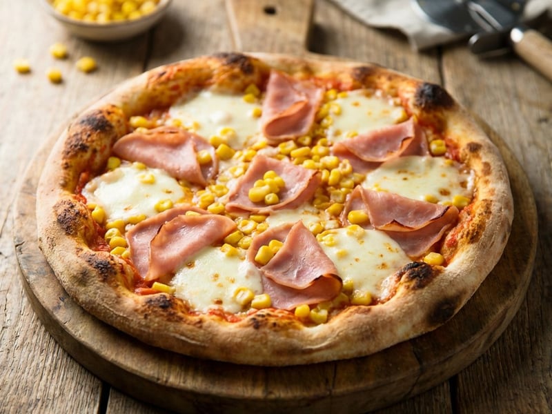 Corn and Ham Pizza