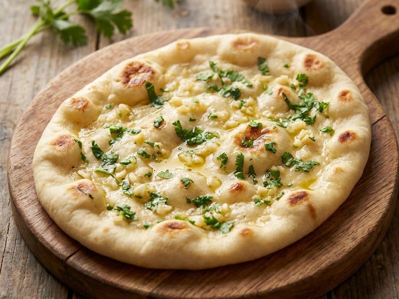 Naan indian cu usturoi și coriandru