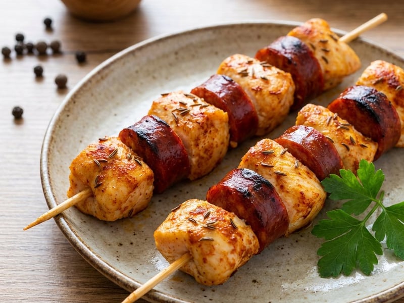 Frigărui de pui cu chorizo