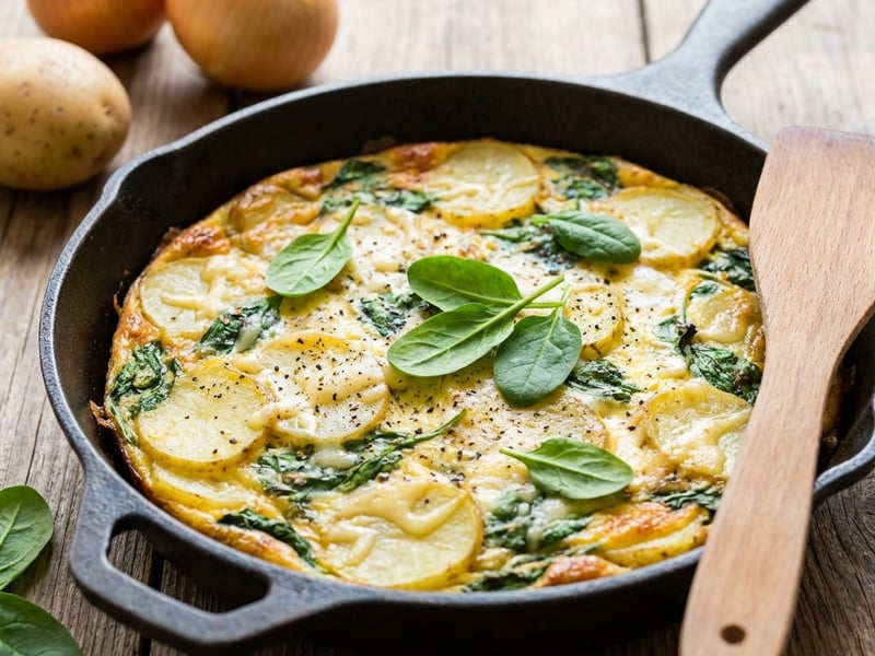Frittata cu cartofi și spanac