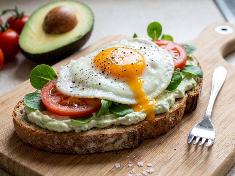 Sandviș cu avocado și ou ochi