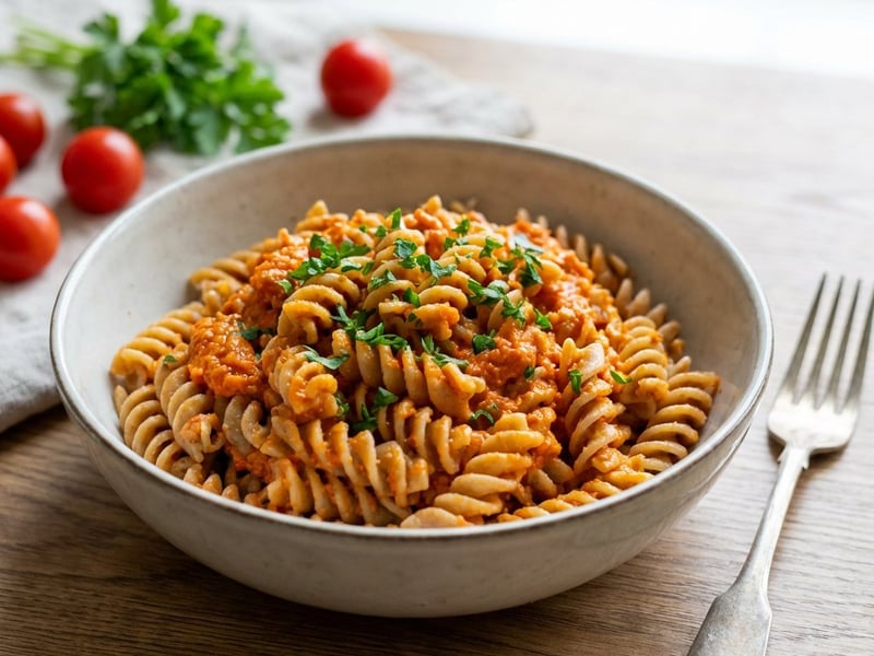 Paste cu pesto de roșii coapte și ardei