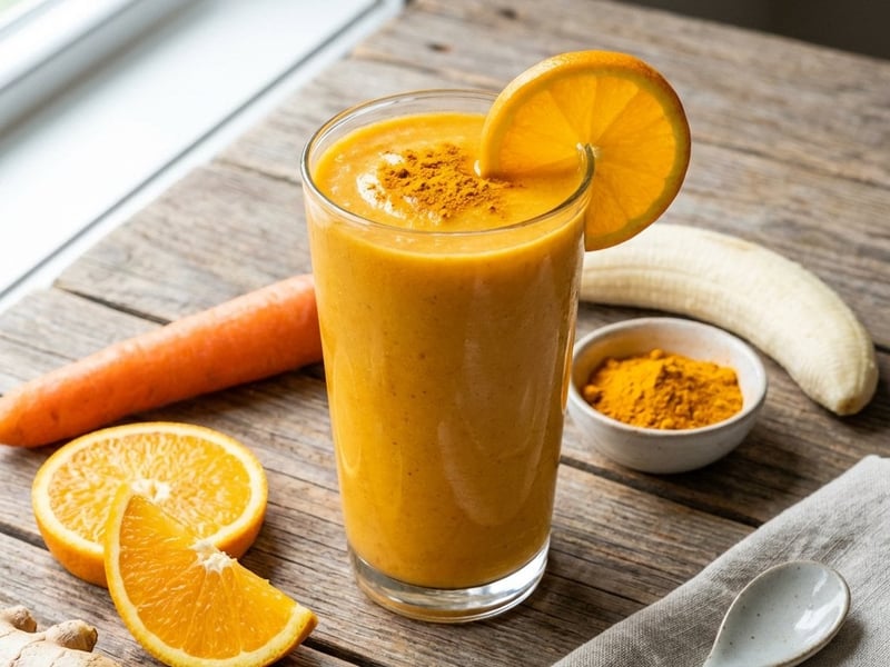 Smoothie cu vitamine, portocale și morcov