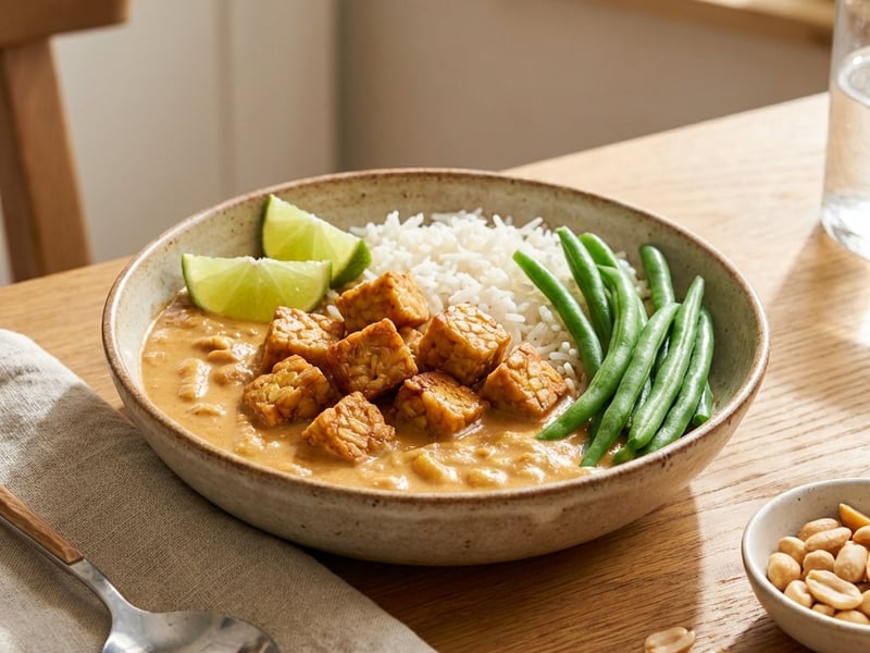 Curry de arahide cu lapte de cocos și tempeh