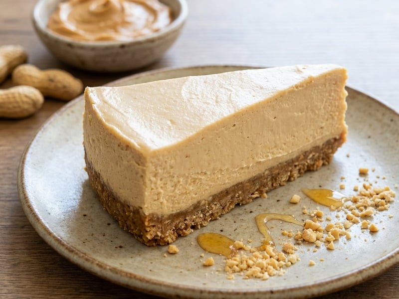 Cheesecake cu unt de arahide și bază de ovăz
