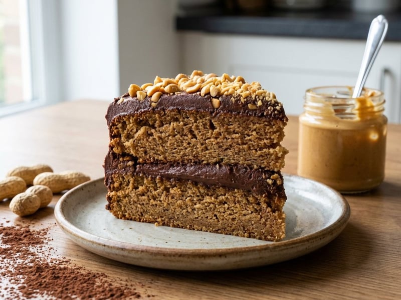 Tort fără gluten cu unt de arahide și cremă de ciocolată