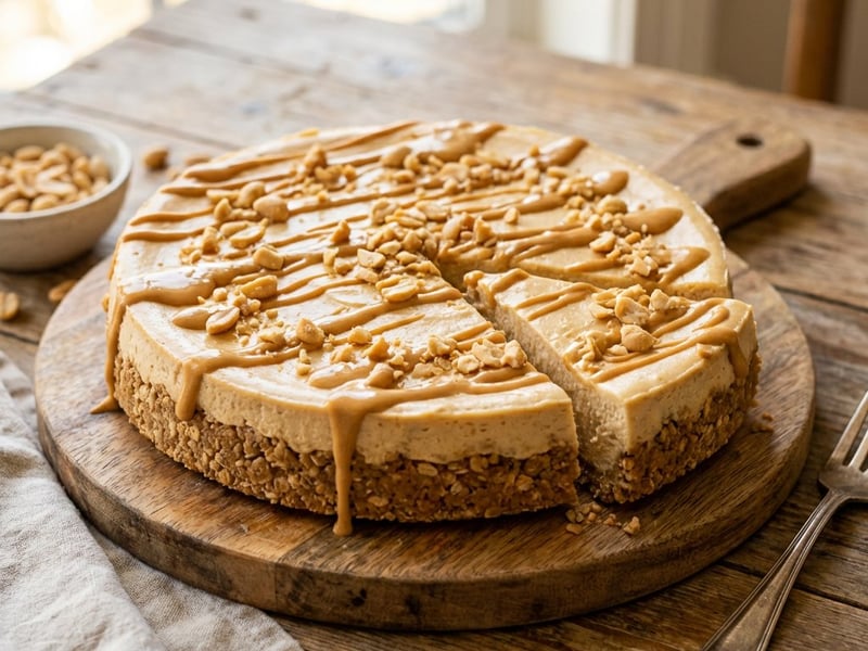 Cheesecake cu arahide și bază de ovăz