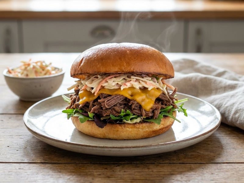 Burger cu vită fragedă și salată coleslaw