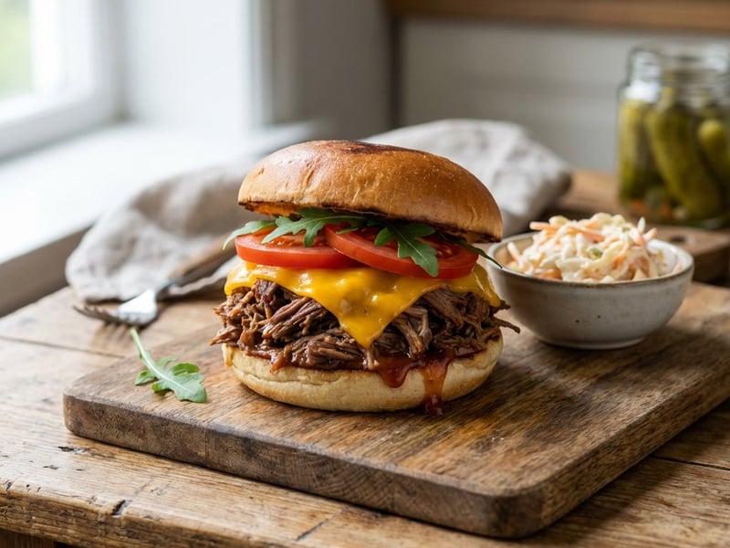 Burger cu vită fragedă și salată Coleslaw