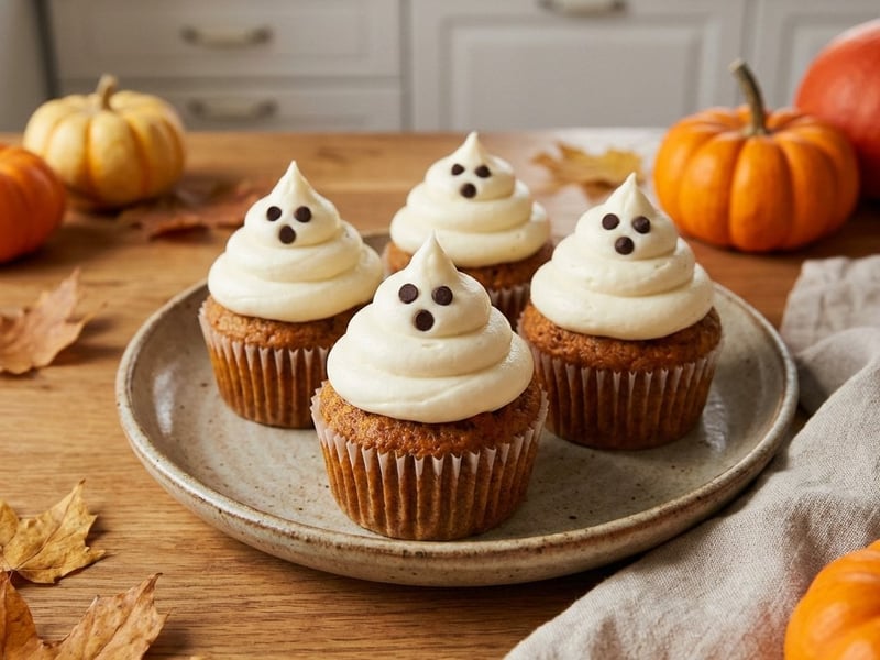 Cupcakes de Halloween cu morcovi și fantome de cremă