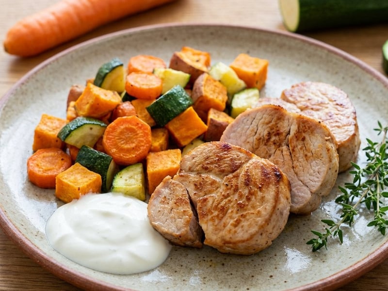 Steak de curcan cu legume la cuptor
